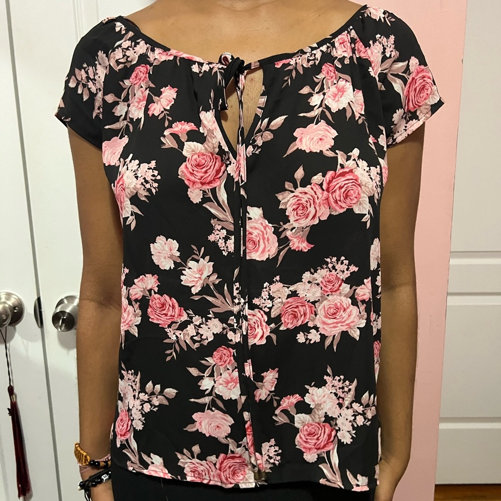 Black Floral business casual blouse from forever 21